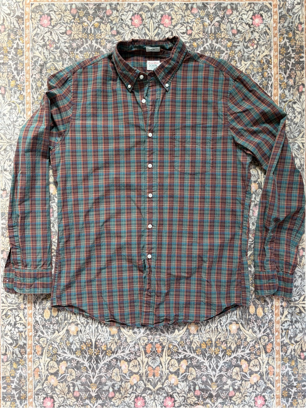 JCrew plaid poplin casual button down shirt, Large Men’s